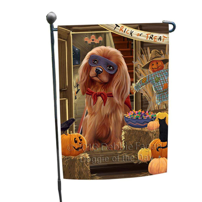 Enter at Own Risk Trick or Treat Halloween Cavalier King Charles Spaniel Dog Garden Flag GFLG53132