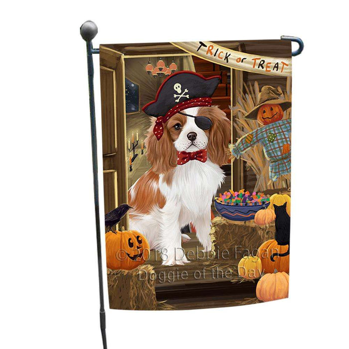 Enter at Own Risk Trick or Treat Halloween Cavalier King Charles Spaniel Dog Garden Flag GFLG53133