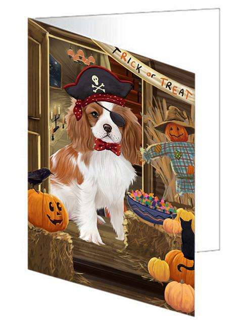 Enter at Own Risk Trick or Treat Halloween Cavalier King Charles Spaniel Dog Handmade Artwork Assorted Pets Greeting Cards and Note Cards with Envelopes for All Occasions and Holiday Seasons GCD63242