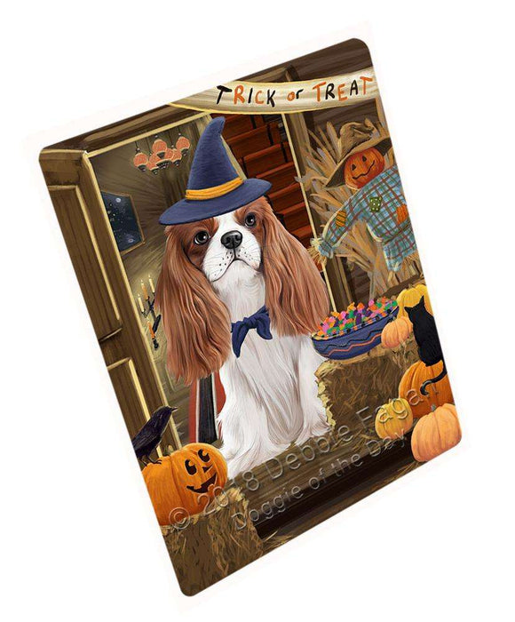 Enter At Own Risk Trick Or Treat Halloween Cavalier King Charles Spaniel Dog Magnet Mini (3.5" x 2") MAG63651