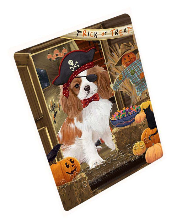 Enter At Own Risk Trick Or Treat Halloween Cavalier King Charles Spaniel Dog Magnet Mini (3.5" x 2") MAG63657