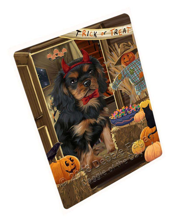 Enter At Own Risk Trick Or Treat Halloween Cavalier King Charles Spaniel Dog Magnet Mini (3.5" x 2") MAG63660