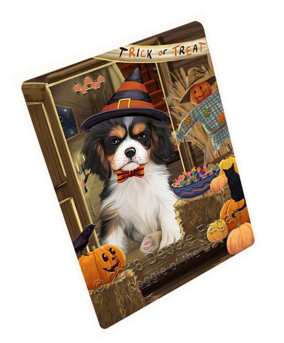 Enter At Own Risk Trick Or Treat Halloween Cavalier King Charles Spaniel Dog Magnet Mini (3.5" x 2") MAG63663