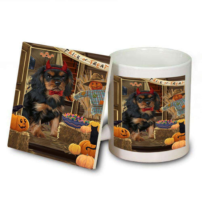 Enter at Own Risk Trick or Treat Halloween Cavalier King Charles Spaniel Dog Mug and Coaster Set MUC53064