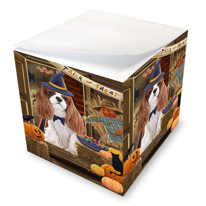Enter at Own Risk Trick or Treat Halloween Cavalier King Charles Spaniel Dog Note Cube NOC53069