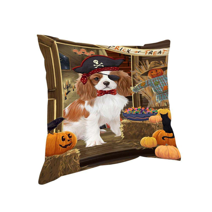 Enter at Own Risk Trick or Treat Halloween Cavalier King Charles Spaniel Dog Pillow PIL68792