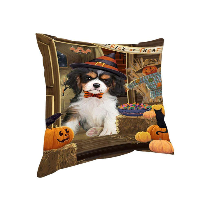 Enter at Own Risk Trick or Treat Halloween Cavalier King Charles Spaniel Dog Pillow PIL68800