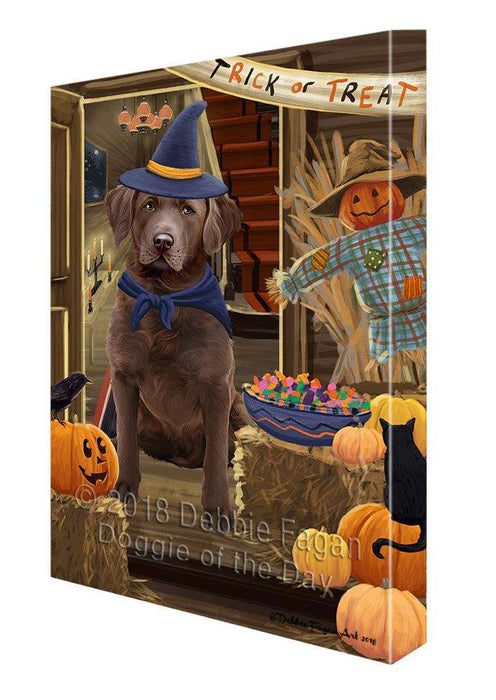 Enter at Own Risk Trick or Treat Halloween Chesapeake Bay Retriever Dog Canvas Print Wall Art Décor CVS95516