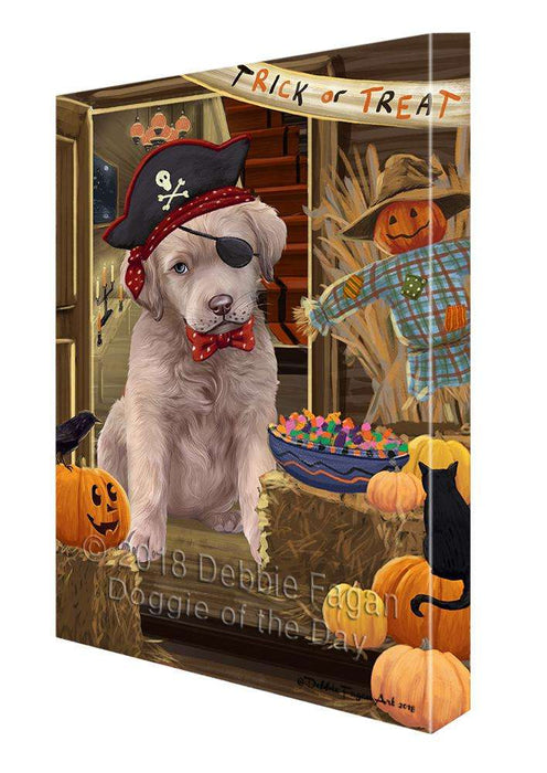 Enter at Own Risk Trick or Treat Halloween Chesapeake Bay Retriever Dog Canvas Print Wall Art Décor CVS95534
