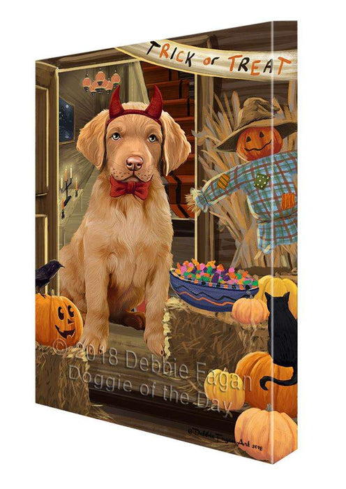 Enter at Own Risk Trick or Treat Halloween Chesapeake Bay Retriever Dog Canvas Print Wall Art Décor CVS95543