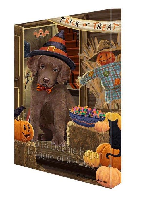 Enter at Own Risk Trick or Treat Halloween Chesapeake Bay Retriever Dog Canvas Print Wall Art Décor CVS95552