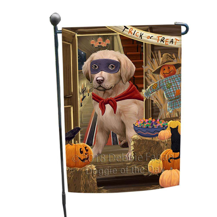 Enter at Own Risk Trick or Treat Halloween Chesapeake Bay Retriever Dog Garden Flag GFLG53137