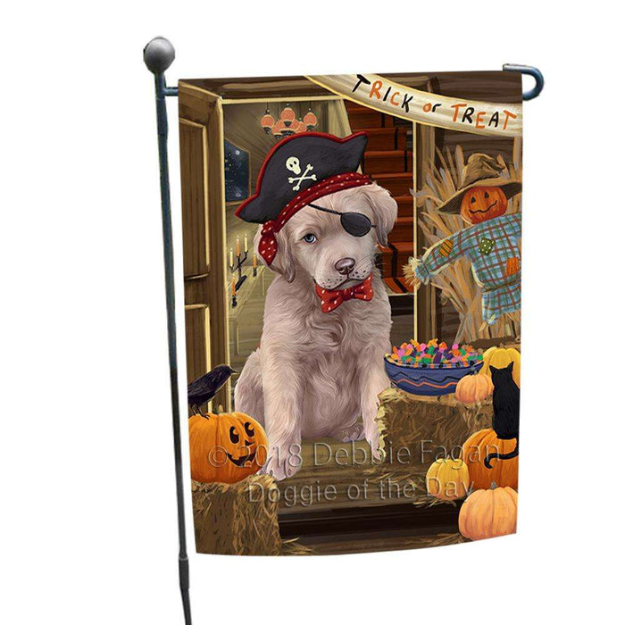 Enter at Own Risk Trick or Treat Halloween Chesapeake Bay Retriever Dog Garden Flag GFLG53138