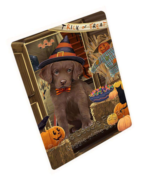 Enter At Own Risk Trick Or Treat Halloween Chesapeake Bay Retriever Dog Magnet Mini (3.5" x 2") MAG63678