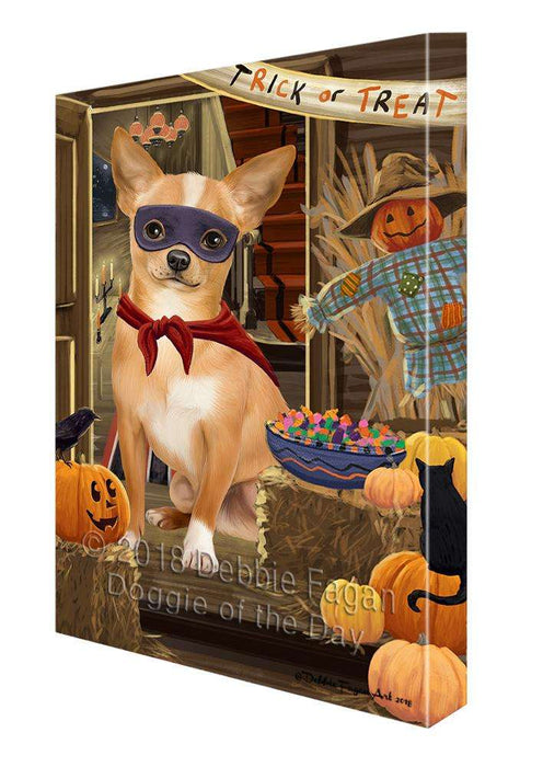 Enter at Own Risk Trick or Treat Halloween Chihuahua Dog Canvas Print Wall Art Décor CVS95570