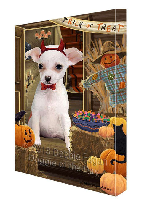 Enter at Own Risk Trick or Treat Halloween Chihuahua Dog Canvas Print Wall Art Décor CVS95588