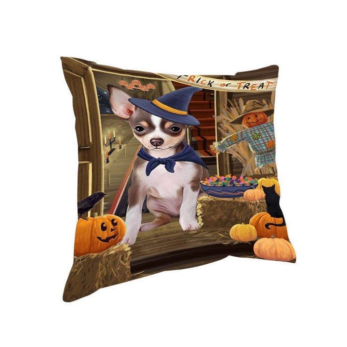 Enter at Own Risk Trick or Treat Halloween Chihuahua Dog Pillow PIL68824