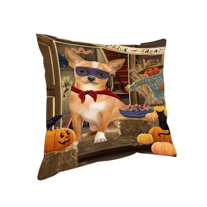 Enter at Own Risk Trick or Treat Halloween Chihuahua Dog Pillow PIL68828