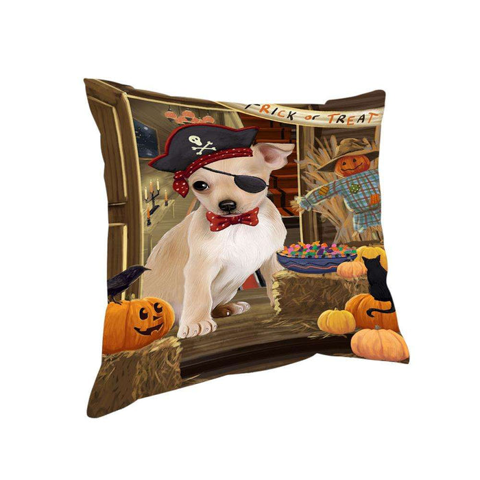 Enter at Own Risk Trick or Treat Halloween Chihuahua Dog Pillow PIL68832