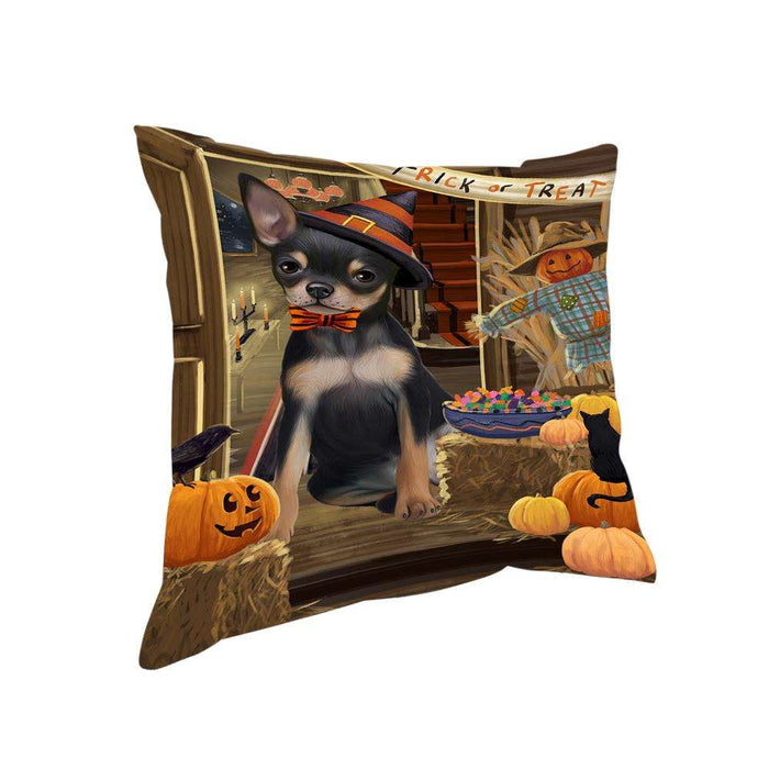 Enter at Own Risk Trick or Treat Halloween Chihuahua Dog Pillow PIL68840