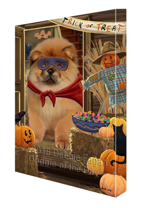 Enter at Own Risk Trick or Treat Halloween Chow Chow Dog Canvas Print Wall Art Décor CVS95615