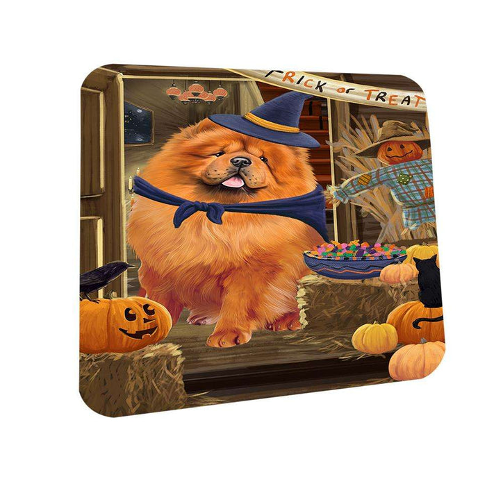 Enter at Own Risk Trick or Treat Halloween Chow Chow Dog Coasters Set of 4 CST53043