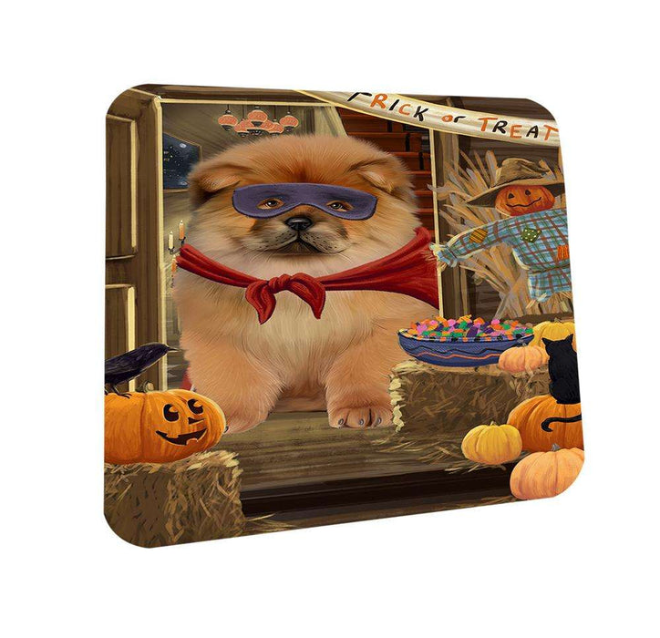 Enter at Own Risk Trick or Treat Halloween Chow Chow Dog Coasters Set of 4 CST53044