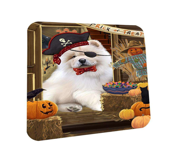 Enter at Own Risk Trick or Treat Halloween Chow Chow Dog Coasters Set of 4 CST53045