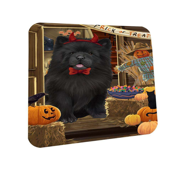Enter at Own Risk Trick or Treat Halloween Chow Chow Dog Coasters Set of 4 CST53046