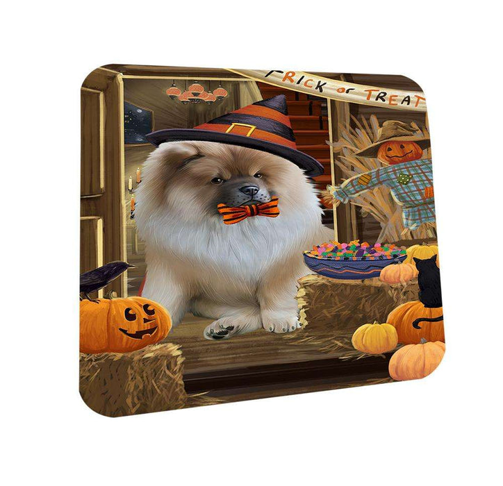 Enter at Own Risk Trick or Treat Halloween Chow Chow Dog Coasters Set of 4 CST53047