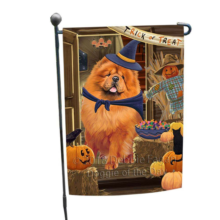 Enter at Own Risk Trick or Treat Halloween Chow Chow Dog Garden Flag GFLG53146