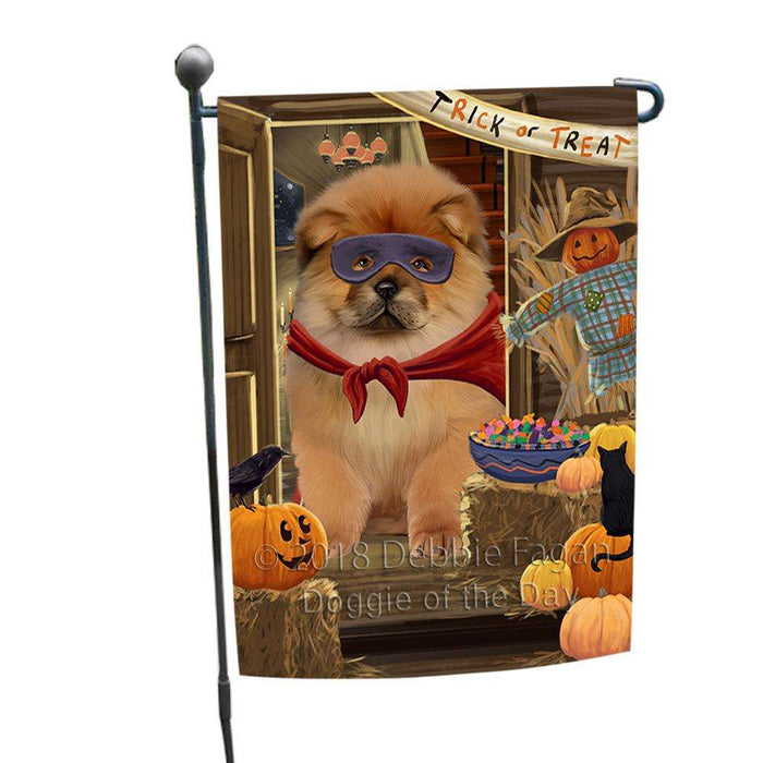 Enter at Own Risk Trick or Treat Halloween Chow Chow Dog Garden Flag GFLG53147
