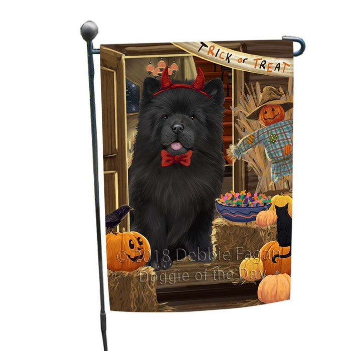 Enter at Own Risk Trick or Treat Halloween Chow Chow Dog Garden Flag GFLG53149