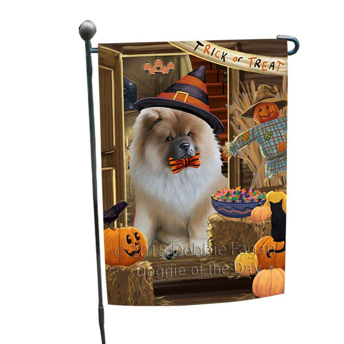 Enter at Own Risk Trick or Treat Halloween Chow Chow Dog Garden Flag GFLG53150