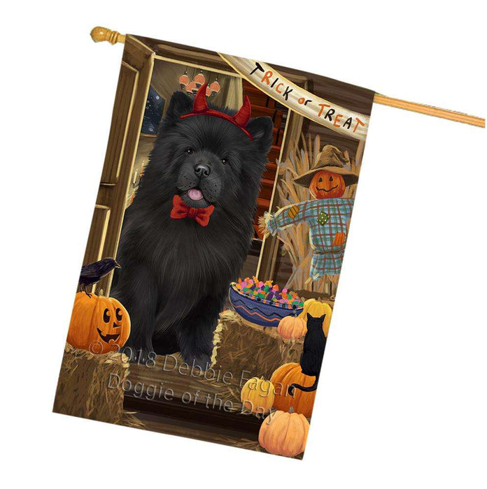Enter at Own Risk Trick or Treat Halloween Chow Chow Dog House Flag FLG53285
