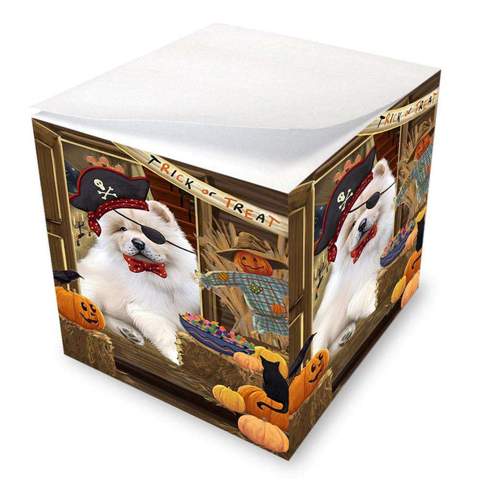 Enter at Own Risk Trick or Treat Halloween Chow Chow Dog Note Cube NOC53086