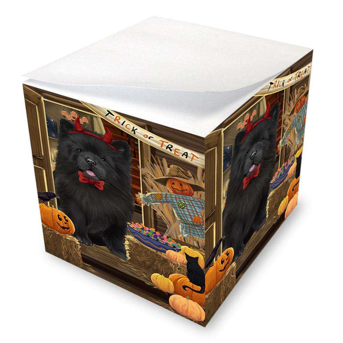 Enter at Own Risk Trick or Treat Halloween Chow Chow Dog Note Cube NOC53087