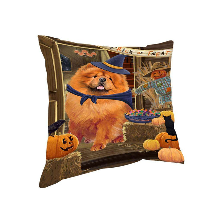 Enter at Own Risk Trick or Treat Halloween Chow Chow Dog Pillow PIL68844