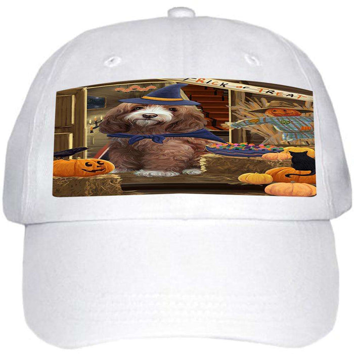 Enter at Own Risk Trick or Treat Halloween Cockapoo Dog Ball Hat Cap HAT63000