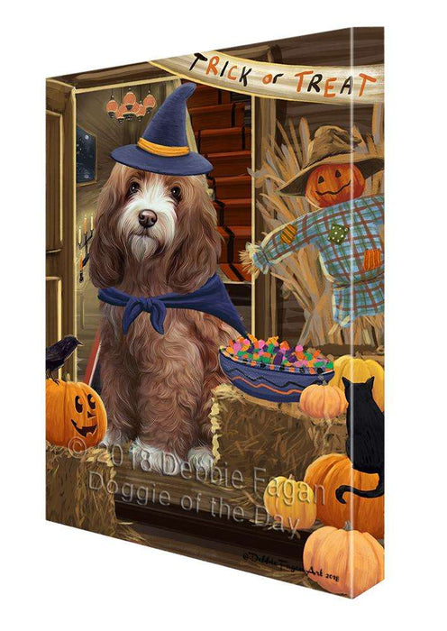 Enter at Own Risk Trick or Treat Halloween Cockapoo Dog Canvas Print Wall Art Décor CVS95651