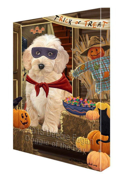 Enter at Own Risk Trick or Treat Halloween Cockapoo Dog Canvas Print Wall Art Décor CVS95660