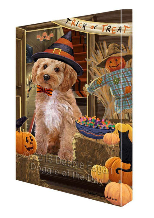 Enter at Own Risk Trick or Treat Halloween Cockapoo Dog Canvas Print Wall Art Décor CVS95687