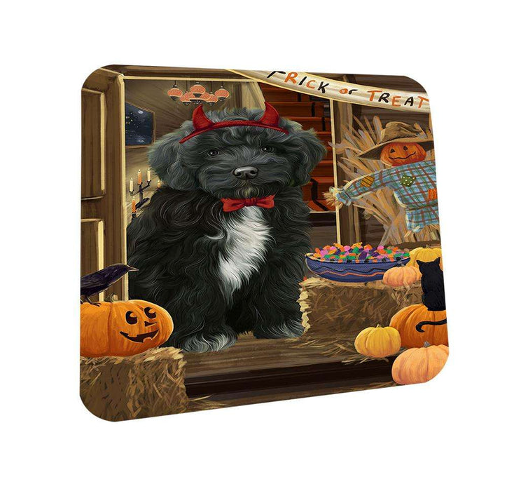Enter at Own Risk Trick or Treat Halloween Cockapoo Dog Coasters Set of 4 CST53051