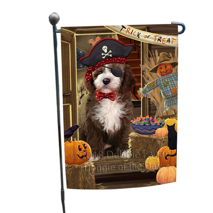 Enter at Own Risk Trick or Treat Halloween Cockapoo Dog Garden Flag GFLG53153