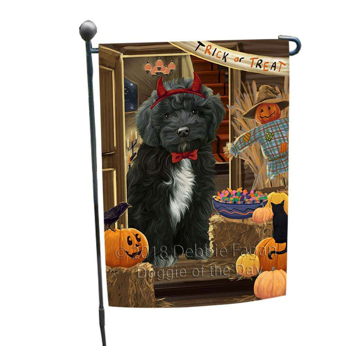 Enter at Own Risk Trick or Treat Halloween Cockapoo Dog Garden Flag GFLG53154