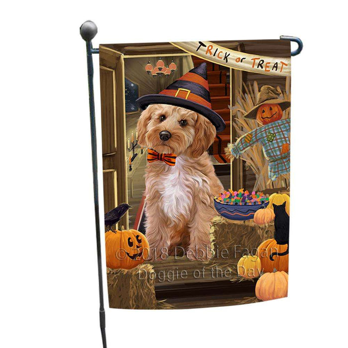 Enter at Own Risk Trick or Treat Halloween Cockapoo Dog Garden Flag GFLG53155