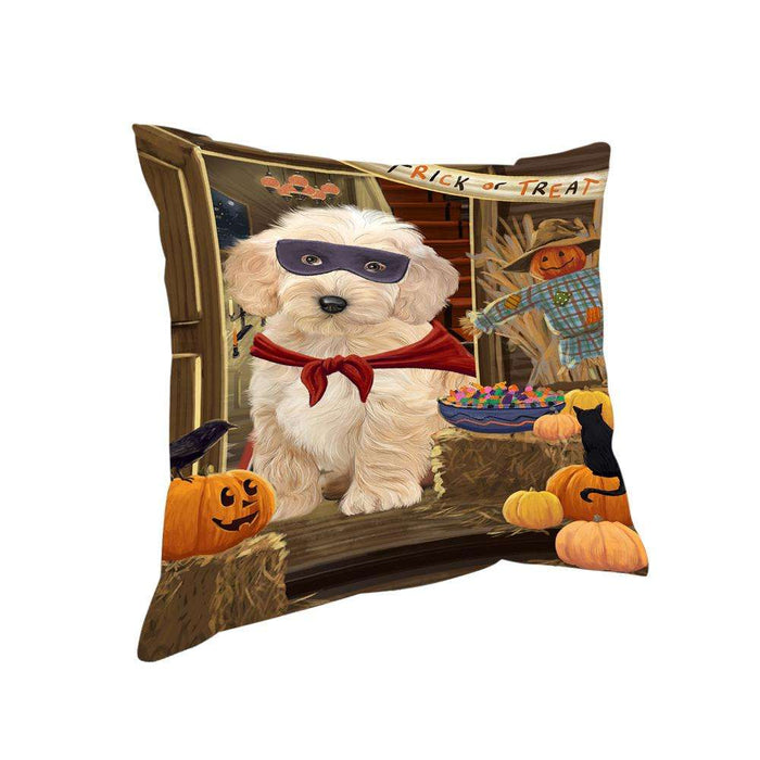 Enter at Own Risk Trick or Treat Halloween Cockapoo Dog Pillow PIL68868