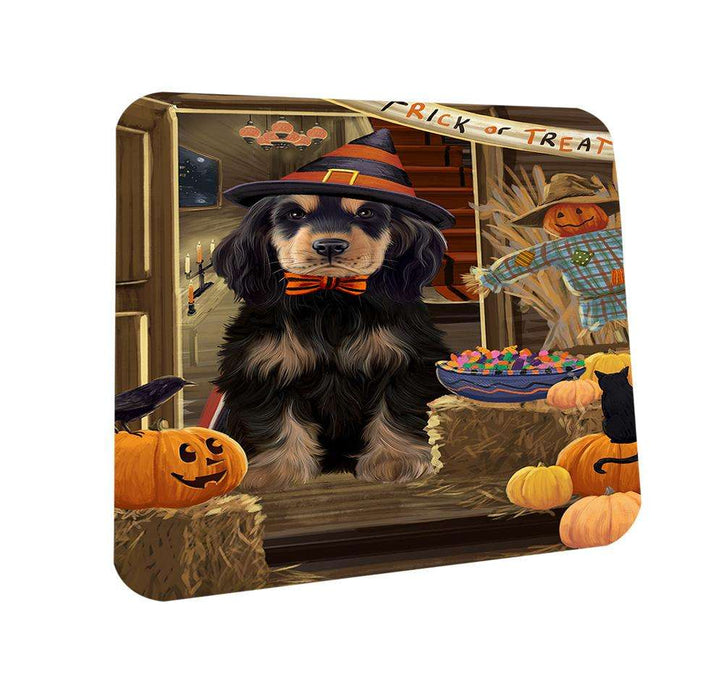 Enter at Own Risk Trick or Treat Halloween Cocker Spaniel Dog Coasters Set of 4 CST53057