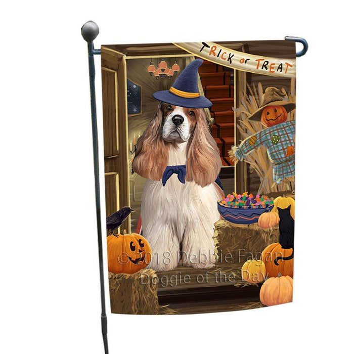 Enter at Own Risk Trick or Treat Halloween Cocker Spaniel Dog Garden Flag GFLG53156