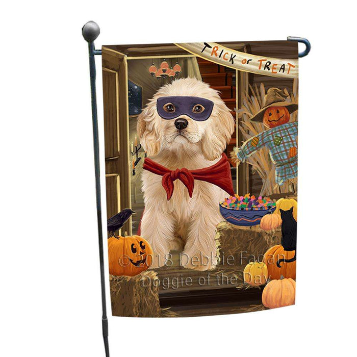 Enter at Own Risk Trick or Treat Halloween Cocker Spaniel Dog Garden Flag GFLG53157